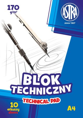 Blok techniczny Astra A4 biały 170g 10k Astra