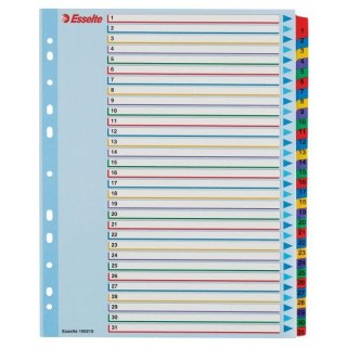 Przekładka numeryczna Esselte Mylar maxi A4 mix kolorów 160g 31k 1-31 (100210) Esselte