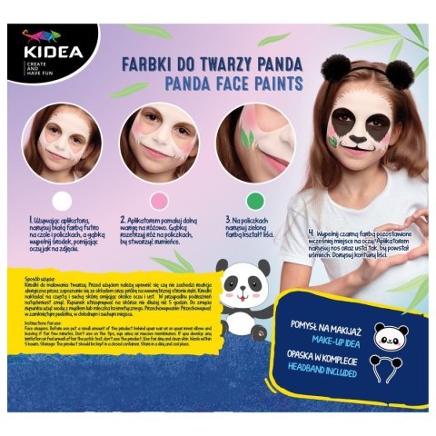 Farba do malowania twarzy Derform kidea Zestaw z opaska panda 4 kolor. (FDTZPAKA) Derform