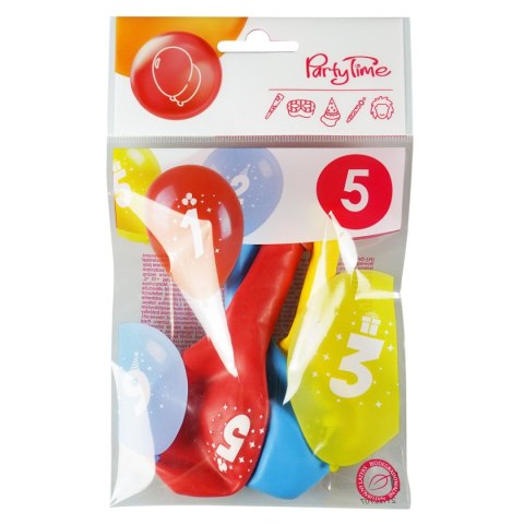 Balon gumowy Arpex z nadrukiem cyferki - 5 (3 szt.) mix 280mm (KB1948-5-9944) Arpex