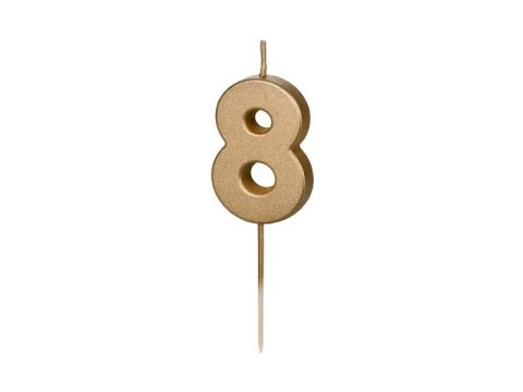 Świeczka urodzinowa Partydeco Cyferka 8, 4.5 cm, złoty (SCU9-8) Partydeco Świeczka urodzinowa Partydeco Cyferka 8, 4.5 cm, złoty (SCU9-8) Partydeco