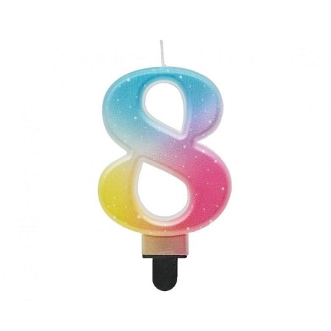 Świeczka urodzinowa Godan cyferka 8, ombre, pastelowa, 8 cm (SF-OPA8) Godan Świeczka urodzinowa Godan cyferka 8, ombre, pastelowa, 8 cm (SF-OPA8) Godan
