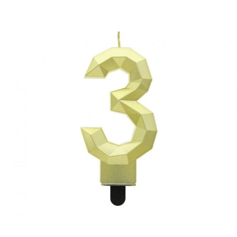 Świeczka urodzinowa Godan cyferka 3 - Diament, metalik złoty, 7.6 cm (PF-SDZ3) Godan Świeczka urodzinowa Godan cyferka 3 - Diament, metalik złoty, 7.6 cm (PF-SDZ3) Godan