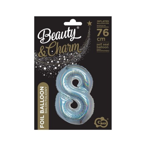 Balon foliowy Godan Beauty&Charm Cyfra 8 holograficzna 76cm (CH-BHS8) Godan Balon foliowy Godan Beauty&Charm Cyfra 8 holograficzna 76cm (CH-BHS8) Godan