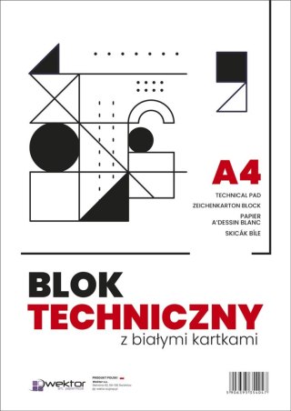 Blok techniczny Wektor A4 biały 160g 10k [mm:] 210x297 Wektor