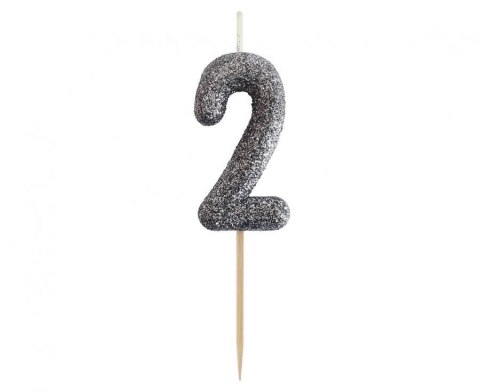 Świeczka urodzinowa Godan piker cyferka 2, brokatowa czarna, 11x3.5 cm (BH-SPC2) Godan Świeczka urodzinowa Godan piker cyferka 2, brokatowa czarna, 11x3.5 cm (BH-SPC2) Godan