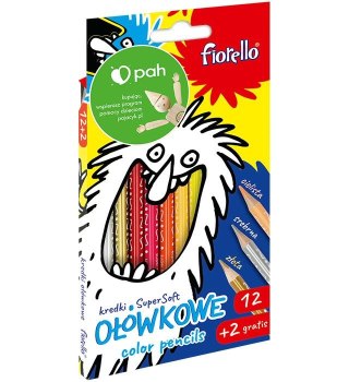 Kredki ołówkowe Fiorello Super Soft 12 kolorów + 2 gratis (170-1374) Fiorello