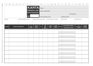 Druk offsetowy Michalczyk i Prokop O kart. karta ewidencyjna wyposażenia A5 50k. (346-3) Michalczyk i Prokop