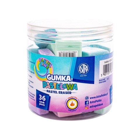 Gumka do mazania Astra kwadratowa - pastelowa (403022027) Astra Gumka do mazania Astra kwadratowa - pastelowa (403022027) Astra