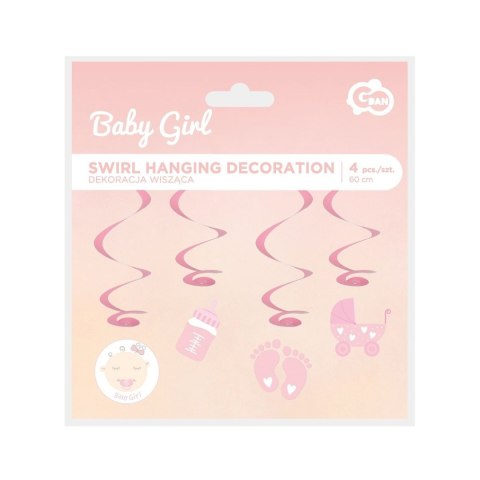 Dekoracja Godan Papierowo-foliowa dekoracja wisząca Baby Girl, 60 cm, 4 szt. (QT-DWBG) Godan Dekoracja Godan Papierowo-foliowa dekoracja wisząca Baby Girl, 60 cm, 4 szt. (QT-DWBG) Godan