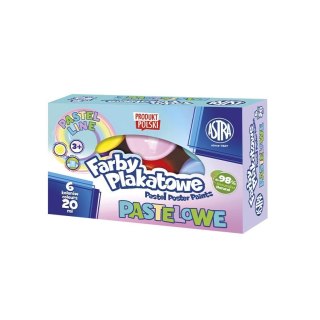 Farby plakatowe Astra pastelowe kolor: mix 20ml 6 kolor. (301123042) Astra