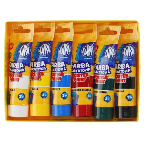 Farby plakatowe Astra w tubach kolor: mix 30ml 6 kolor. (83119900) Astra Farby plakatowe Astra w tubach kolor: mix 30ml 6 kolor. (83119900) Astra