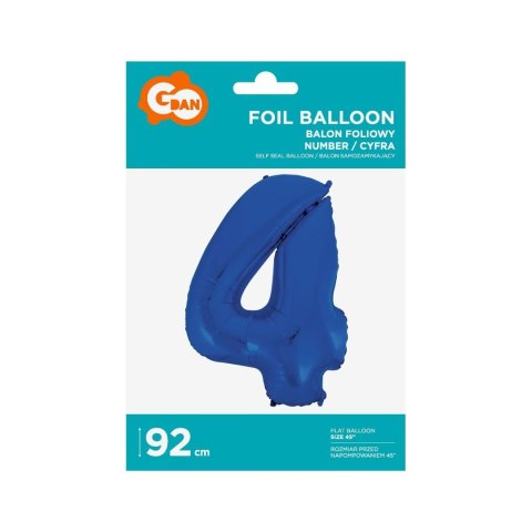 Balon foliowy Godan cyfra 4 NIEBIESKA 91 cm (FG-C85N4) Godan