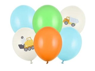 Balon gumowy Partydeco Pojazdy budowlane (1 op. / 6 szt.) mix 300mm 30cal (SB14P-334-000-6) Partydeco