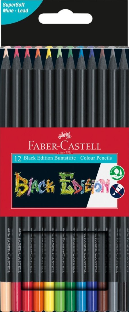 Kredki ołówkowe Faber Castell Black Edition 12 kol. (116412) Faber Castell Kredki ołówkowe Faber Castell Black Edition 12 kol. (116412) Faber Castell