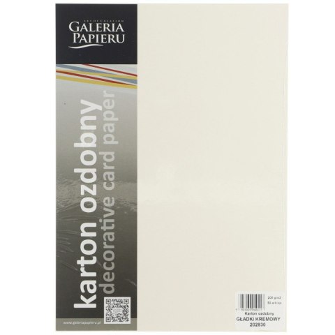 Papier ozdobny (wizytówkowy) Galeria Papieru gładki kremowy A4 kremowy 200g (202830) Galeria Papieru