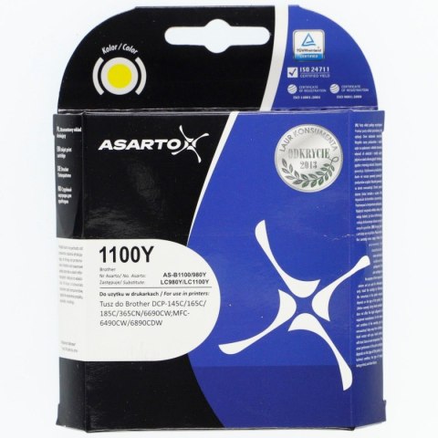 Tusz (cartridge) alternatywny Asarto Brother żółty (AS-B1100/980Y) Asarto