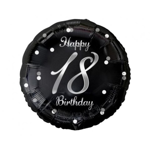 Balon foliowy Godan Happy 18 Birthday, czarny, nadruk srebrny 18cal (FG-O18S) Godan Balon foliowy Godan Happy 18 Birthday, czarny, nadruk srebrny 18cal (FG-O18S) Godan