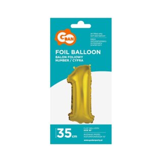 Balon foliowy Godan cyfra 1 złoty 35 cm (FG-C35Z1) Godan