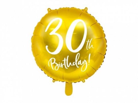 Balon foliowy Partydeco 30 urodziny, złoty 45 cm 18cal (FB24M-30-019) Partydeco Balon foliowy Partydeco 30 urodziny, złoty 45 cm 18cal (FB24M-30-019) Partydeco