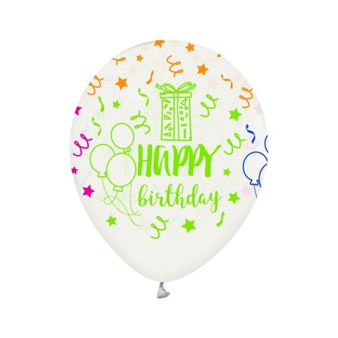 Balon gumowy Godan Happy Birthday 12/5 szt biały 30mm 12cal (132GZ-HBD5) Godan Balon gumowy Godan Happy Birthday 12/5 szt biały 30mm 12cal (132GZ-HBD5) Godan