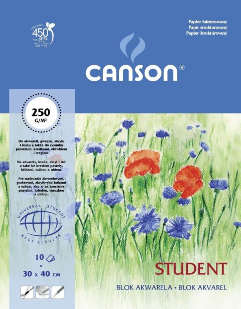 Blok artystyczny Canson Student A3 250g 10k [mm:] 300x400 (200005507) Canson