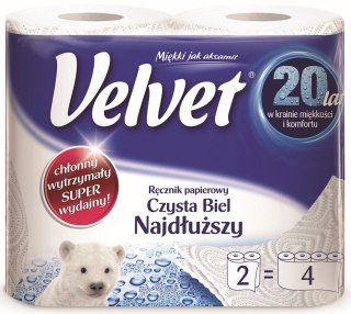 Ręcznik rolka Velvet Czysta Biel Najdłuższy kolor: biały Velvet