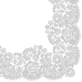 Serwetki Paw Lacy frame silver biały papier [mm:] 330x330 (TL702608) Paw