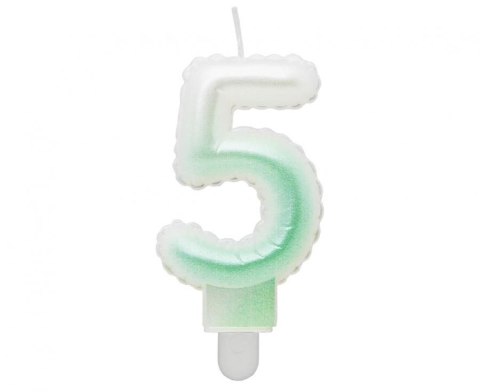 Świeczka urodzinowa Godan cyferka 5, ombre, perłowa biało-zielona, 7 cm (SF-PBZ5) Godan Świeczka urodzinowa Godan cyferka 5, ombre, perłowa biało-zielona, 7 cm (SF-PBZ5) Godan