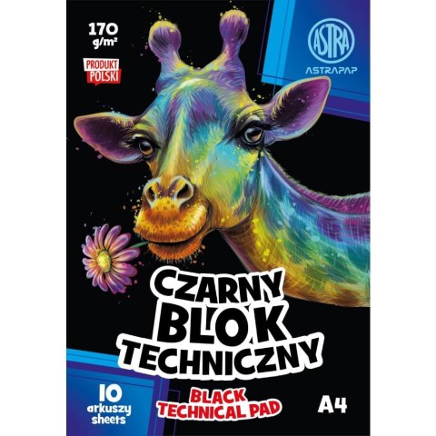 Blok techniczny Astrapap czarny A4 czarny 170g 10k (106022005) Astrapap