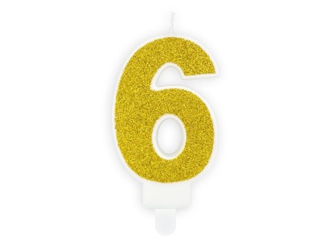 Świeczka urodzinowa Partydeco cyferka 6 złoty brokat 7cm (SCU3-6-019B) Partydeco Świeczka urodzinowa Partydeco cyferka 6 złoty brokat 7cm (SCU3-6-019B) Partydeco