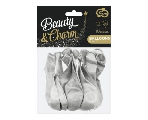 Balon gumowy Godan Beauty&Charm metalik srebrny 10 sztuk metalizowany srebrny 12cal (CB-1MSR) Godan