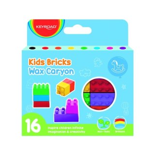 Kredki świecowe Keyroad KIDS BRICKS, W KSZTAŁCIE KLOCKÓW 16 kol. (KR972654) Keyroad