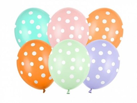 Balon gumowy Partydeco Kropki, mix (1 op. / 6 szt.) mix 300mm (SB14P-318-000-6) Partydeco