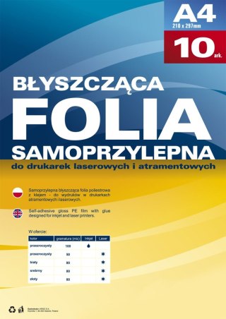 Folia samoprzylepna Argo A4 biały 80mic. [mm:] 210x297 (434011) Argo