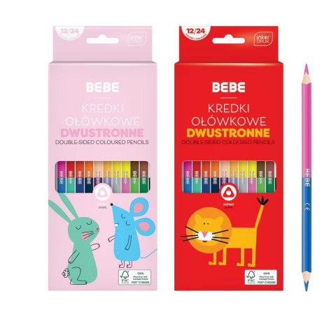 Kredki ołówkowe Bebe BB KIDS dwustronne 12/24 5902277327093 24 kol. (FSC100%) Bebe