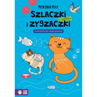 Książeczka edukacyjna Zielona Sowa Przedszkolak rysuje. Szlaczki i zygzaczki z kotem Zielona Sowa