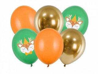 Balon gumowy Partydeco jelonek mix 6szt. mix 300mm (SB14P-317-000-6) Partydeco