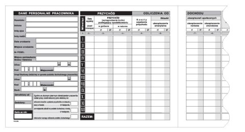 Druk offsetowy Michalczyk i Prokop Karta przychodów pracowników A5 32k. (K-10) Michalczyk i Prokop