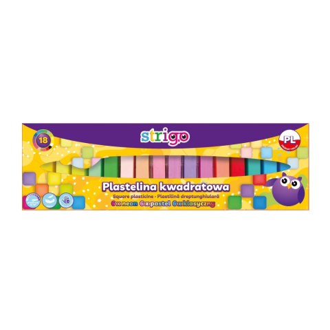 Plastelina Strigo 18 kol. kwadratowa 18k /6x klas. 6xpast, 6x neon/ mix (SSC335) Strigo Plastelina Strigo 18 kol. kwadratowa 18k /6x klas. 6xpast, 6x neon/ mix (SSC335) Strigo