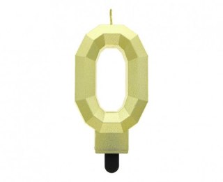 Świeczka urodzinowa Godan cyferka 0 - Diament, metalik złoty, 7.6 cm (PF-SDZ0) Godan