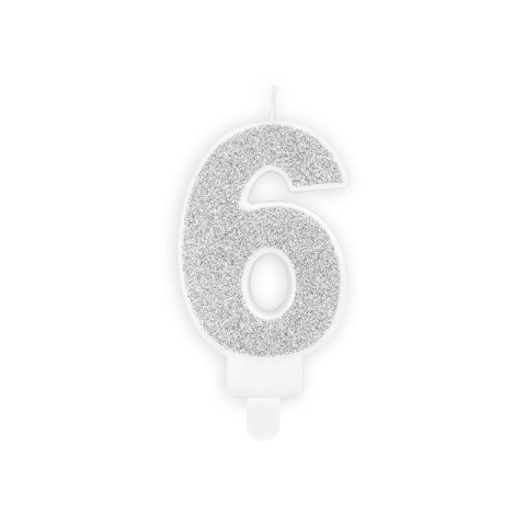 Świeczka urodzinowa Partydeco cyferka 6 srebrny 7 cm 7cm (SCU3-6-0188) Partydeco Świeczka urodzinowa Partydeco cyferka 6 srebrny 7 cm 7cm (SCU3-6-0188) Partydeco