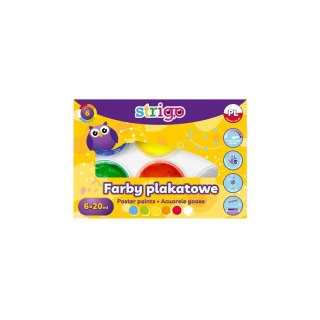 Farby plakatowe Strigo 6kol , 20mg 5902315579606 kolor: mix 20ml 6 kolor. (SSC295) Strigo