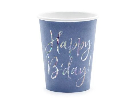 Kubek jednorazowy Partydeco Happy Bday!, granatowy papier 220ml (KPP63-074-EU1) Partydeco