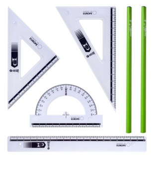 Komplet geometryczny Memobe linijka 20 cm + 2 ołówki 6 el. (MK 109-00) Memobe