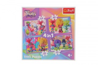Puzzle Trefl Universal Trolls 3 Przygody kolorowych Trolli 4w1 el. (34622) Trefl