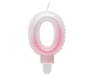 Świeczka urodzinowa Godan cyferka 0, ombre, perłowa biało-różowa, 7 cm (SF-PBR0) Godan