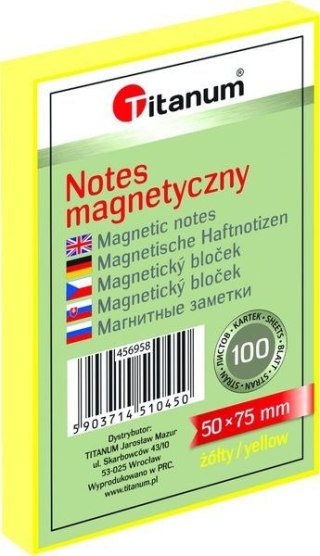 NOTES ELEKTROSTATYCZNY 50 X 75 MM 100 KARTECZEK ŻÓŁTY Titanum