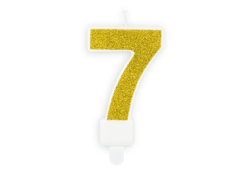 Świeczka urodzinowa Partydeco cyferka 7 złoty brokat 7cm (SCU3-7-019B) Partydeco Świeczka urodzinowa Partydeco cyferka 7 złoty brokat 7cm (SCU3-7-019B) Partydeco