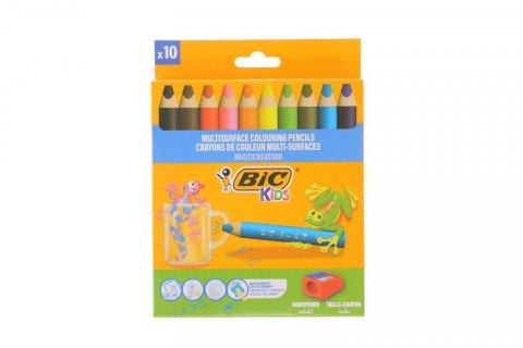 Kredki ołówkowe Bic MULTISURFACE 10szt + temperówka 3086123728370 10 kol. (515276) Bic